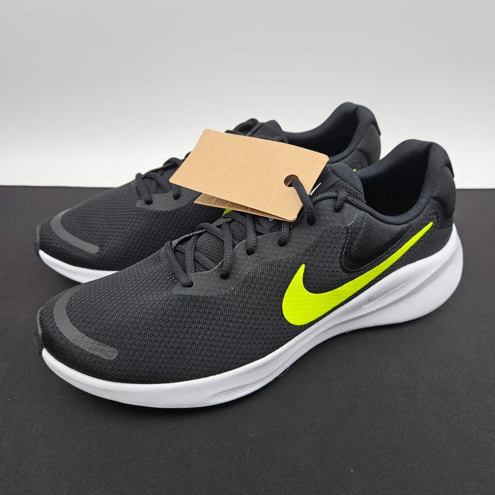 Nike Revolution 7 Mens Running Shoes Black Volt FB2207-010 Size 14 New
